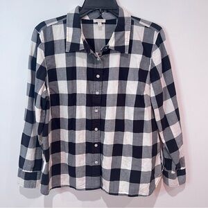 Talbots Black and White Buffalo Check Shirt
